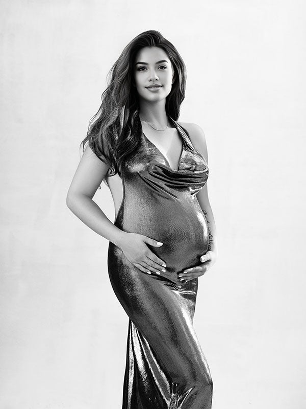 Vestido Embarazada Sesion Fotos Con Escote En V Profundo De Tirantes