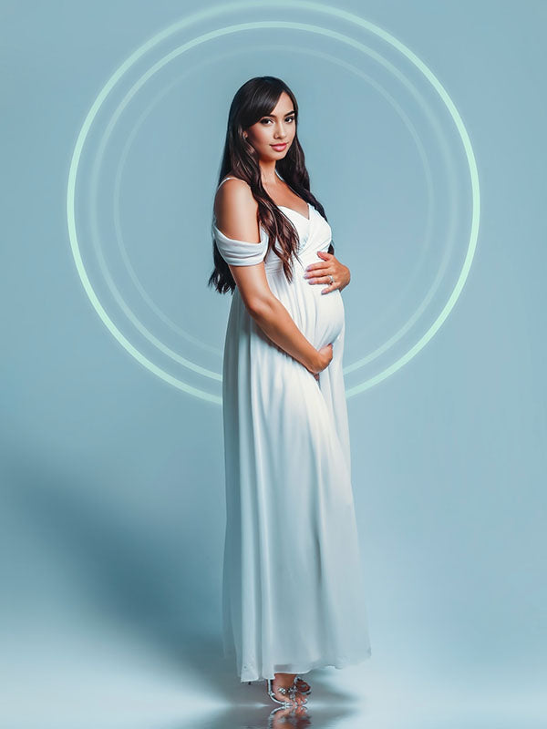 Vestidos Para Embarazadas Con Tul Cuello En V  Y Sin Mangas Fotografía