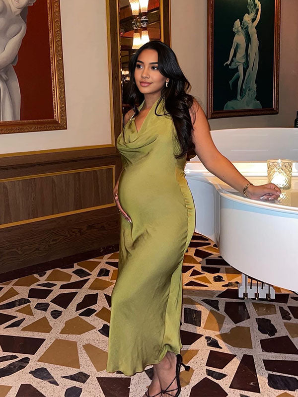 Vestido Para Embarazadas De Tirantes  Con Sin Mangas Y Entallado  Para Noche