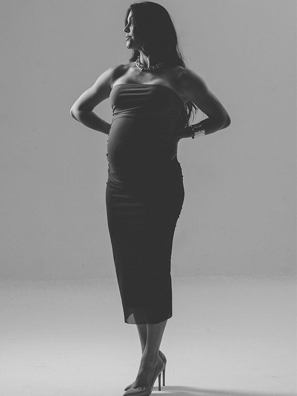 Vestido Para Fotos De Maternidad Con Tul Escote Palabra De Honor Ajustado