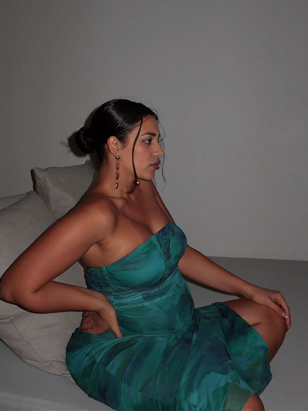 Vestido Para Embarazadas Ajustado Floreado Tul Pliegue