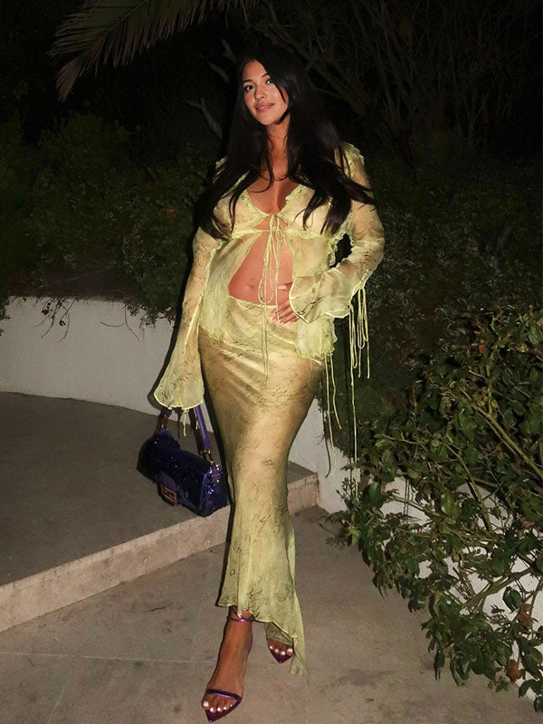 Vestido Para Embarazadas Con Volantes Estampado Y Conjunto De Dos Piezas Para Vacaciones
