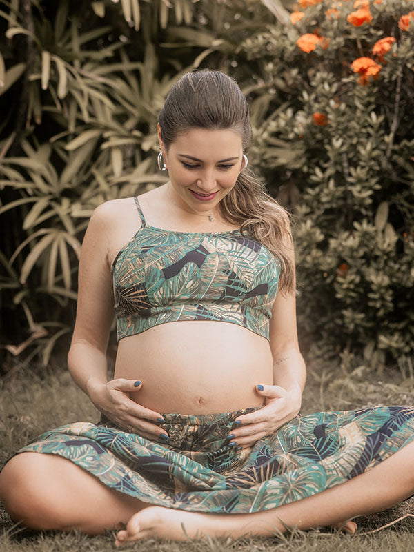 Vestido Para Embarazadas Con Conjunto De Dos Piezas y Estampado Lazada