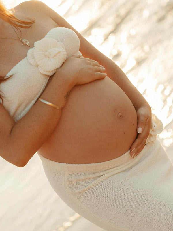 Génerodepunto Calado Escote palabra de honor Playa Vacaciones Fotografía flores vestidos para embarazadas