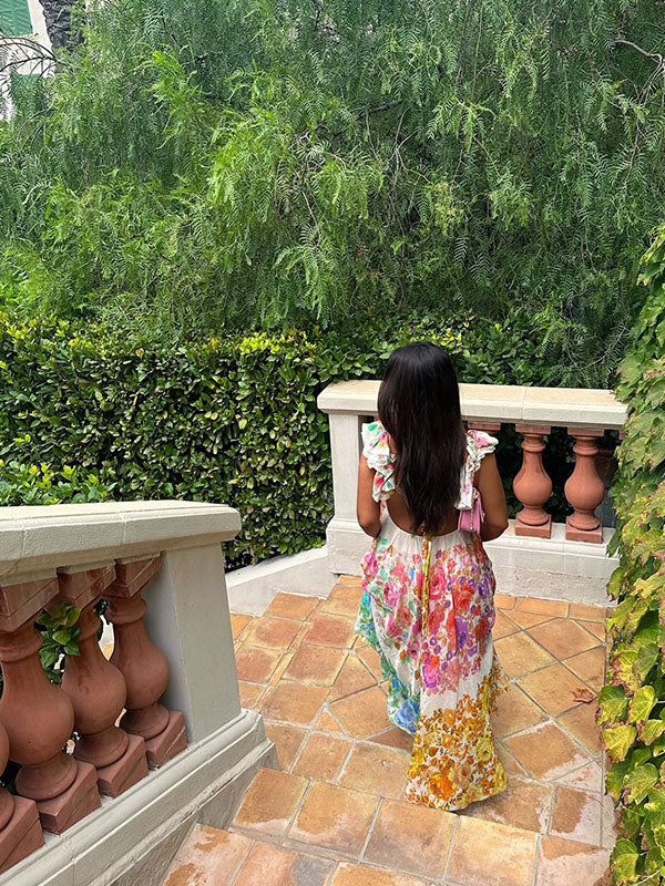 mangas voladoras Floreado Falda amplia Playa Vacaciones vestidos para embarazadas