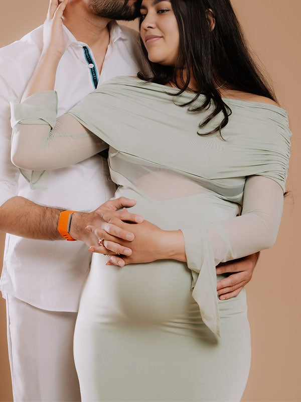 Cuello cruzado Entallado Elegante Fotografía Fiesta vestidos para embarazadas