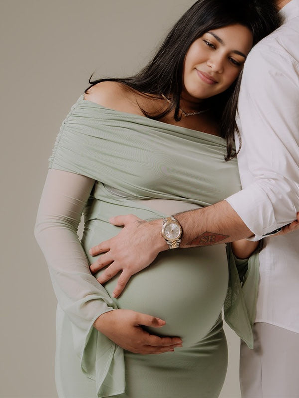 Cuello cruzado Entallado Elegante Fotografía Fiesta vestidos para embarazadas