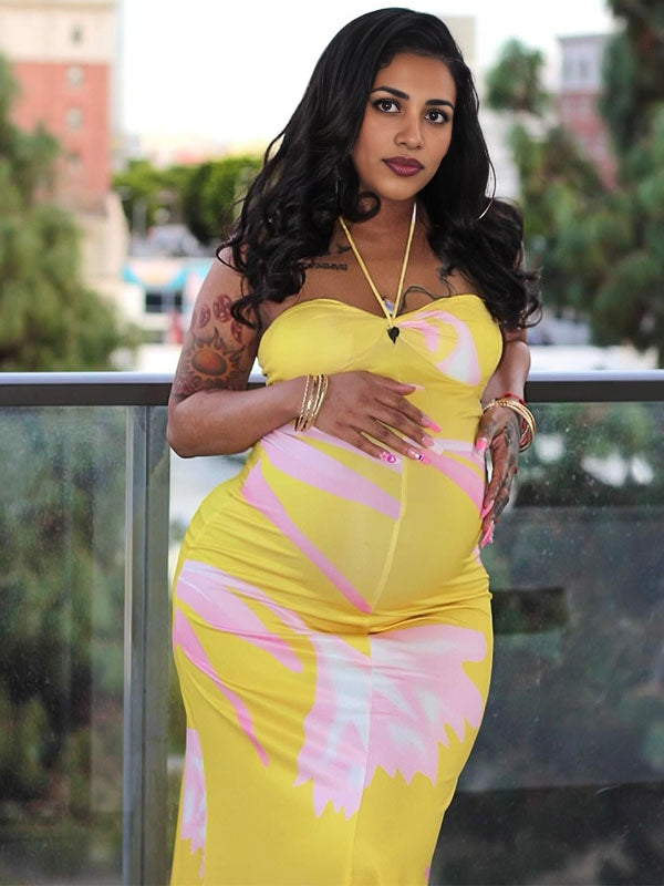 Escote halter Estampado Escote palabra de honor Entallado Vacaciones Fiesta vestidos para embarazadas