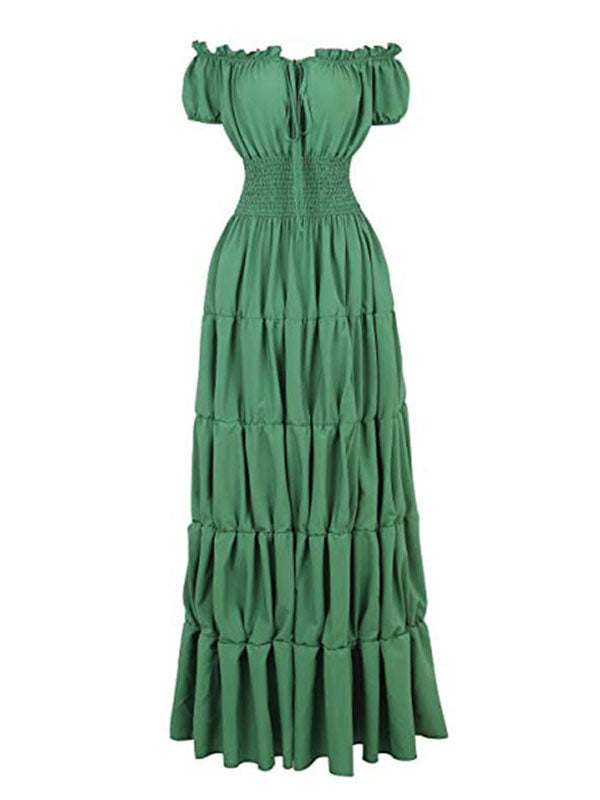 Hombros descubiertos Pliegue Cinturilla elástica Casual Diario vestidos para embarazadas