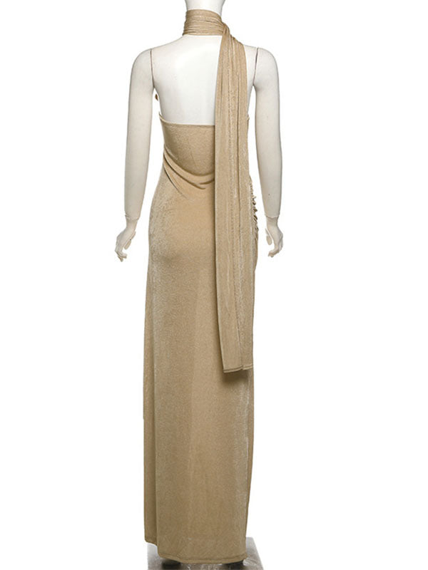 Espalda descubierta Escote palabra de honor cinta Pliegue Elegante Fotografía vestidos premamá fiesta