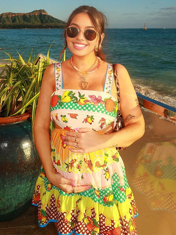 Chic Estampado De tirantes Vacaciones vestidos para embarazadas