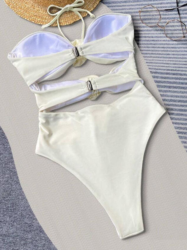 flores 3D Playa Vacaciones Elegante bañador entero mujer