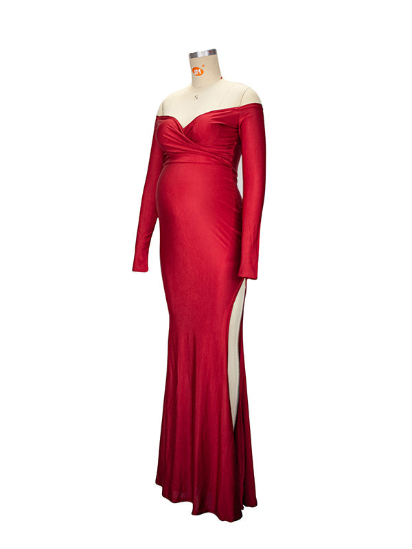 Vestido De Noche Maxivestido Premamá con Sin Hombros