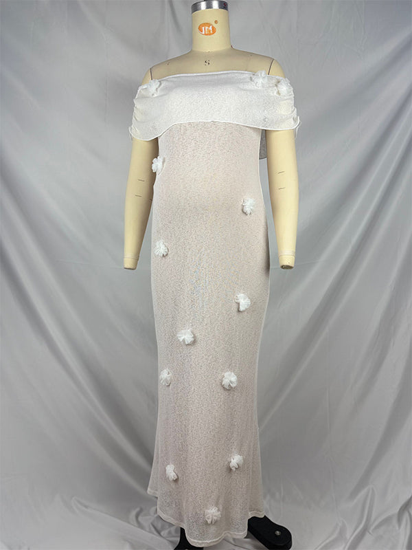 Vestido Largo De Maternidad Con Hombros Descubiertos Para Playa Y Baby Shower