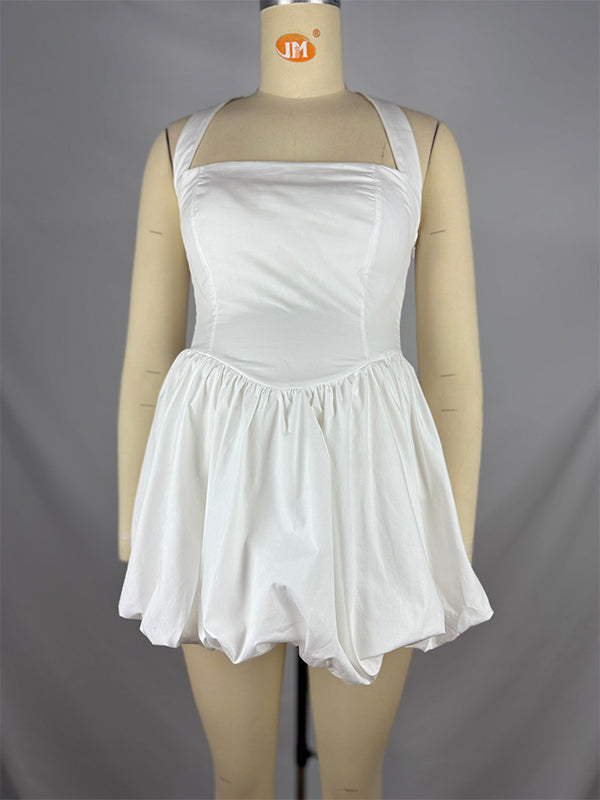 Vestido Mini Maternidad Elegante con Espalda Lace-up, Sin Espalda y Escote Halter