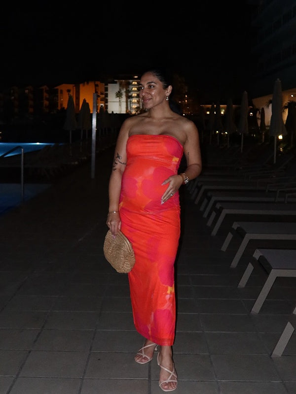 Vestido Para Embarazadas De Ajustado Con Floreado Escote
