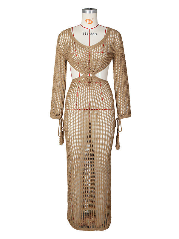 Vestido Recortado Premamá con Albaricoque Punto Encubrimiento