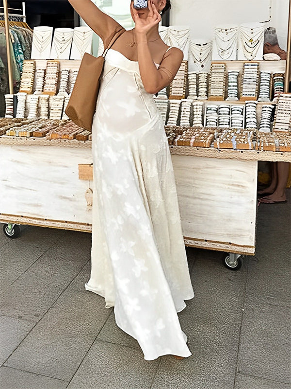 Vestido Maxi Premamá Chic con Tirantes Finos y Espalda Descubierta