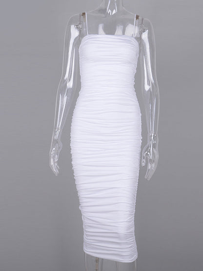 Vestido Midi de Maternidad con Tirantes , Espalda Descubierta y Volantes para Baby Shower