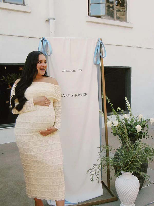 Vestido Largo Falbala Elegante De Maternidad Con Volantes Para Baby Shower