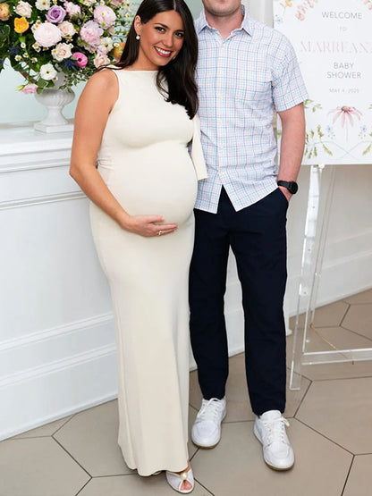 Correas Un Hombro Sirena Ajustados Fotografía Para Baby Shower Maternidad Vestido Largo