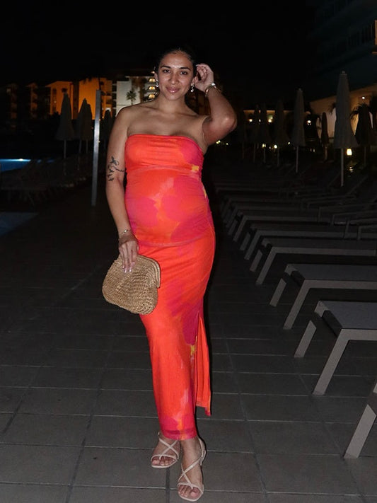 Vestido Para Embarazadas De Ajustado Con Floreado Escote