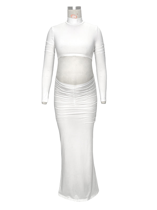 Vestido Maxi De Maternidad Con Cuello Alto Y Volantes, 2 En 1 Para Sesión De Fotos