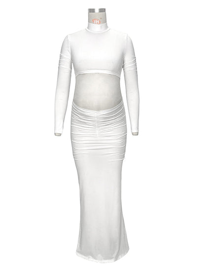 Vestido Maxi De Maternidad Con Cuello Alto Y Volantes, 2 En 1 Para Sesión De Fotos