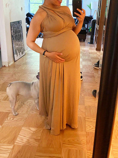 Multidireccional Vestido Cruzado Espalda Descubierta Espalda Anudada Boda Elegante Vestidos Foto De Maternidad