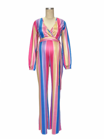 Mono de Revelación de Género con Rayas Tie Dye Arcoíris para Premamá