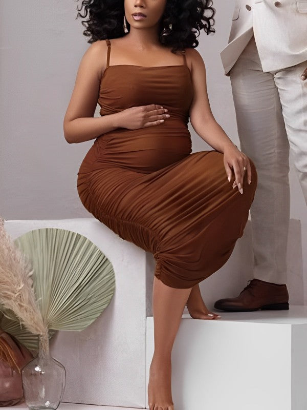 Vestido de Moda para Sesiones de Fotos con Tirantes de Espagueti para Premamá