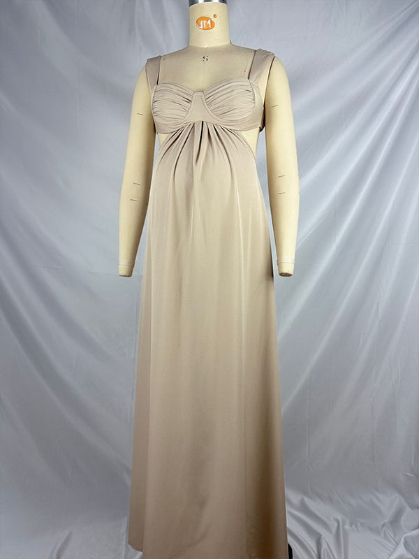 Vestido Maxi de Maternidad con Espalda Descubierta para Sesión de Fotos