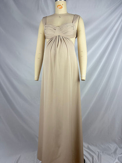 Vestido Maxi de Maternidad con Espalda Descubierta para Sesión de Fotos