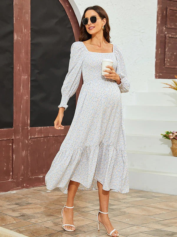 Vestido Premamá De Floreado Con Volantes