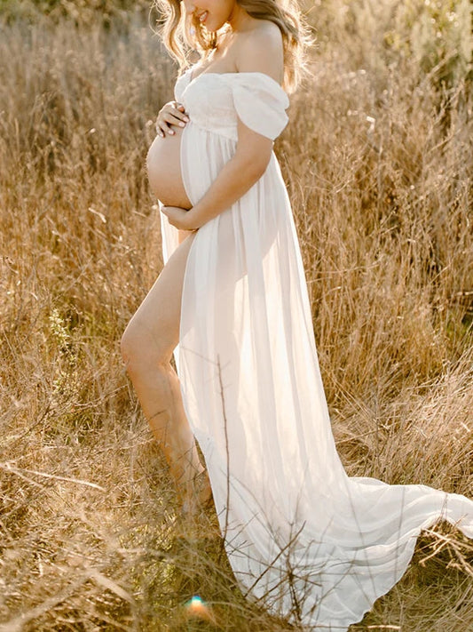 Sin Hombros Granadina Cruz De Pecho Fotografía Maternidad Vestido Largo