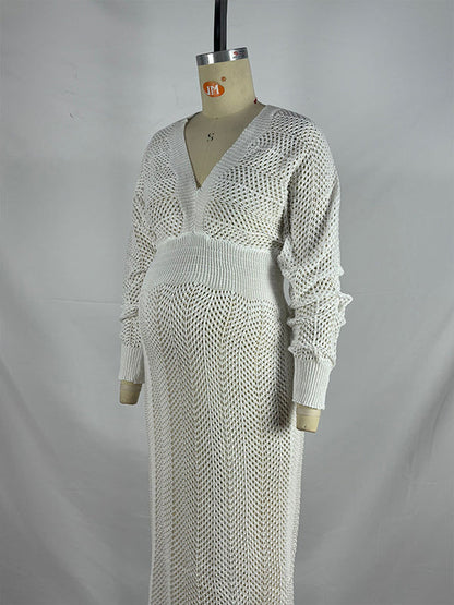 Vestido Para Embarazadas Con Génerodepunto, Calado Y Manga Farol