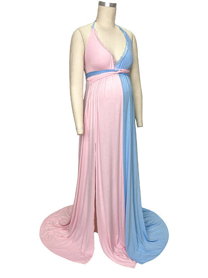 Vestido Largo De Maternidad Con Encaje Y Espalda Descubierta