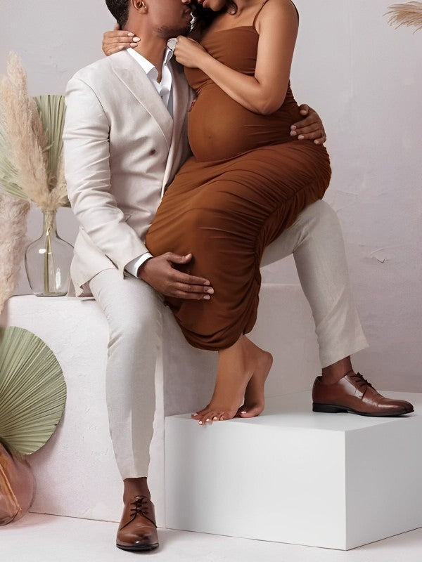Vestido de Moda para Sesiones de Fotos con Tirantes de Espagueti para Premamá
