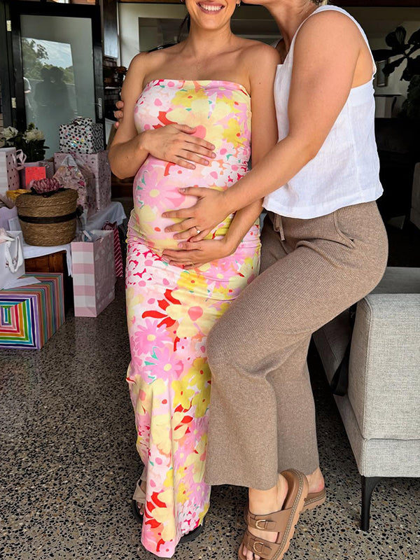 Vestido Largo De Premam Ajustado Para Baby Shower