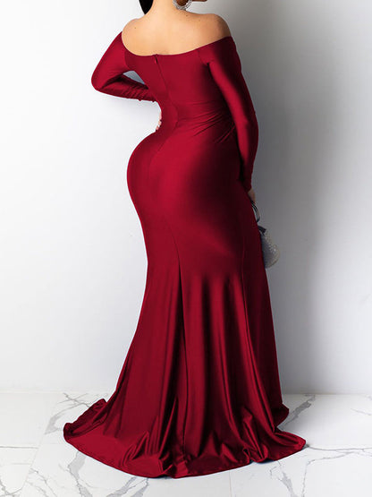 Vestido De Noche Maxivestido Premamá con Sin Hombros