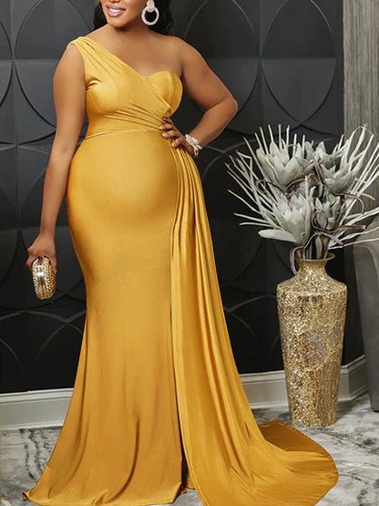 Vestido Premamá para Babyshower con Oblicuo Hombro y Seguimiento Equipado
