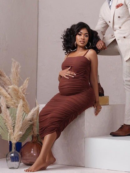 Vestido de Moda para Sesiones de Fotos con Tirantes de Espagueti para Premamá