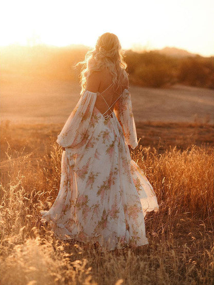 Blanco Florales Calado Hombros Descubiertos Espalda Descubierta De Tirantes Falda Amplia Elegante Bohemio Vestidos De Foto De Maternidad