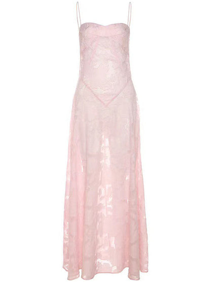 Vestido Maxi Premamá Chic con Tirantes Finos y Espalda Descubierta