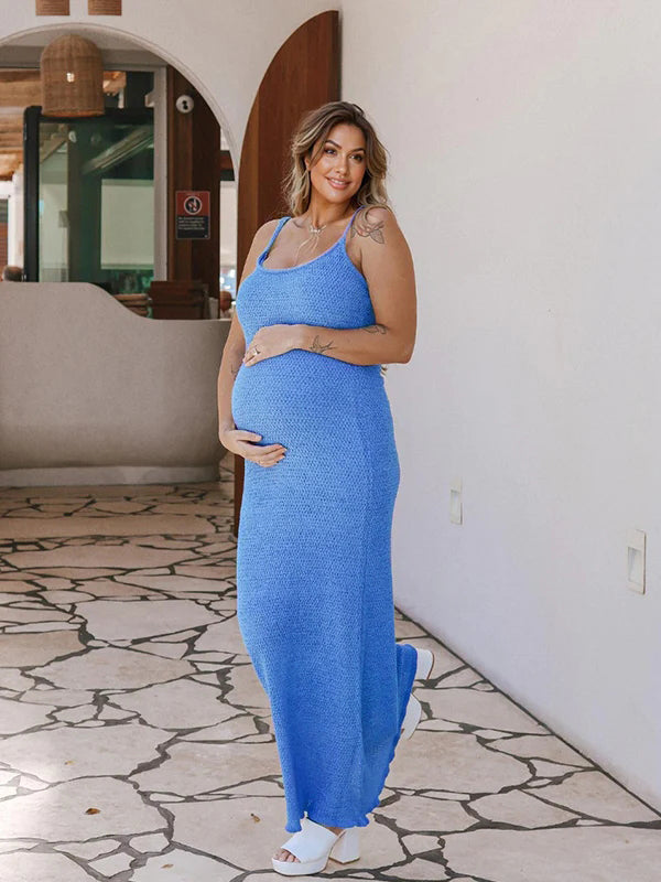 Vestido Premamá Para Sesión De Fotos De Vacaciones con Tirantes
