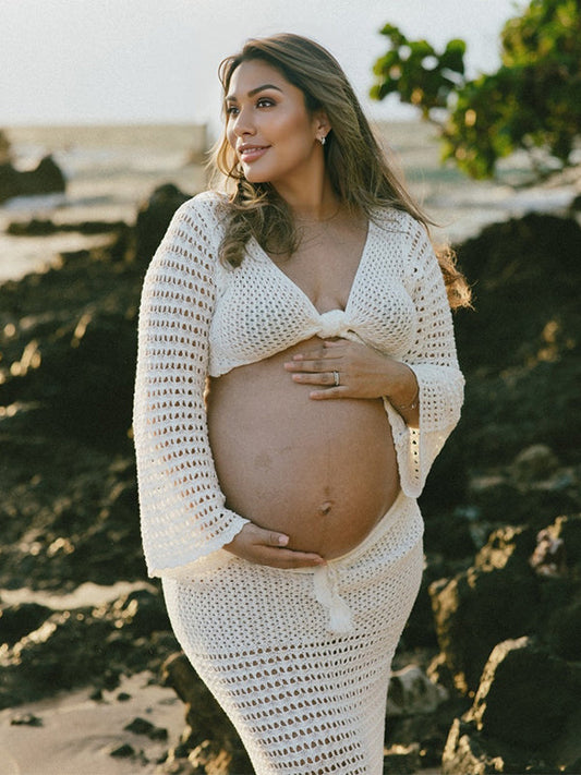 Vestido Premamá con Corbata Cultivos y Cuello En V para Playa y Vacaciones