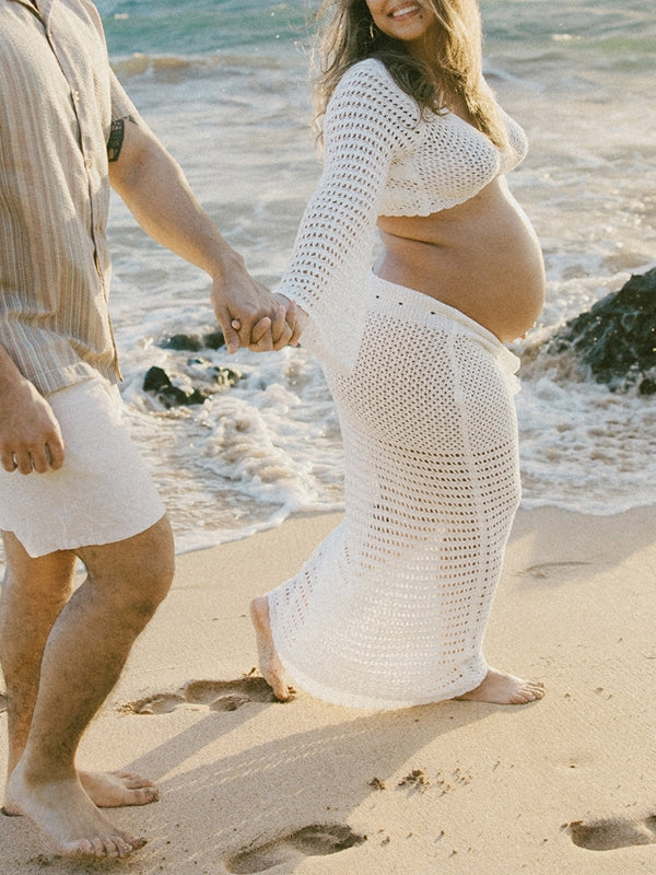 Vestido Premamá con Corbata Cultivos y Cuello En V para Playa y Vacaciones