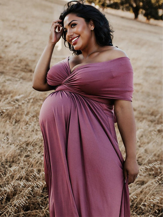 Vestido Premamá con Sin Espalda y Espalda Anudada Cintura Alta