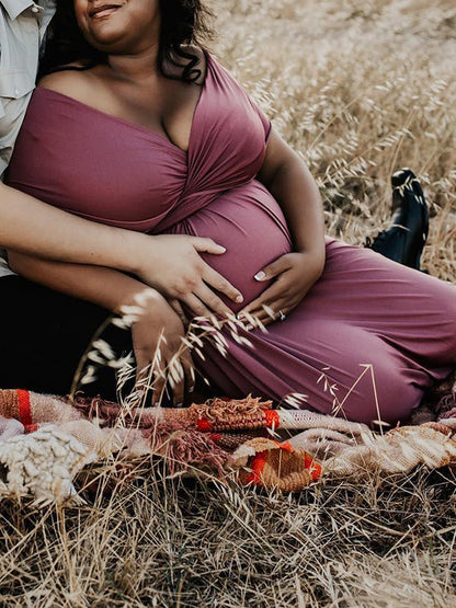 Vestido Premamá con Sin Espalda y Espalda Anudada Cintura Alta