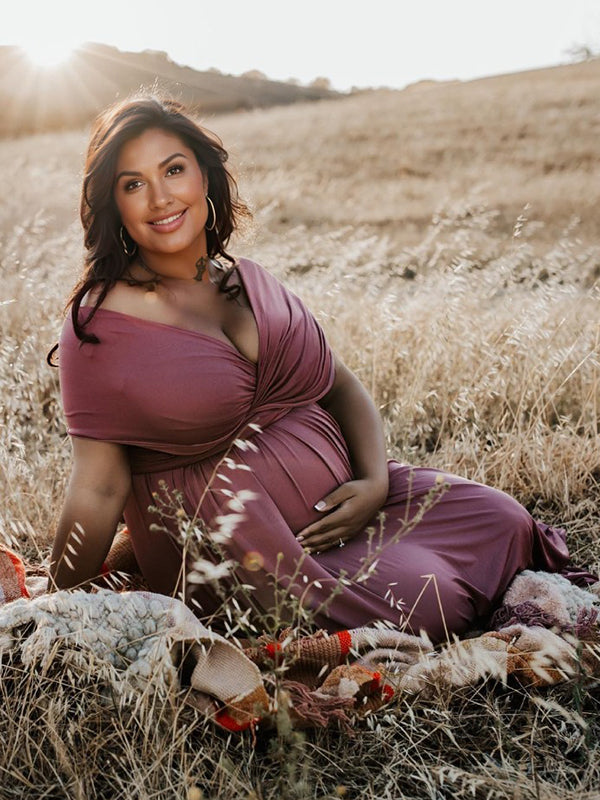 Vestido Premamá con Sin Espalda y Espalda Anudada Cintura Alta